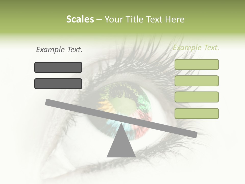 A Close Up Of A Person's Eye With A Rainbow Colored Iris PowerPoint Template