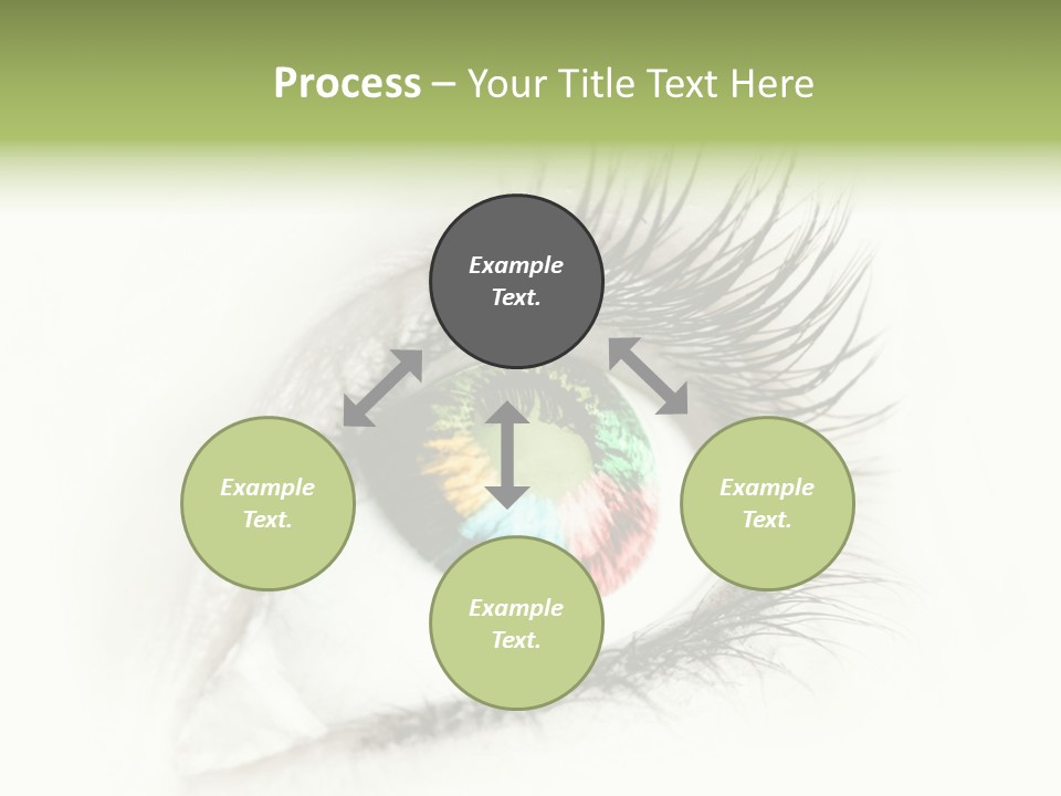 A Close Up Of A Person's Eye With A Rainbow Colored Iris PowerPoint Template