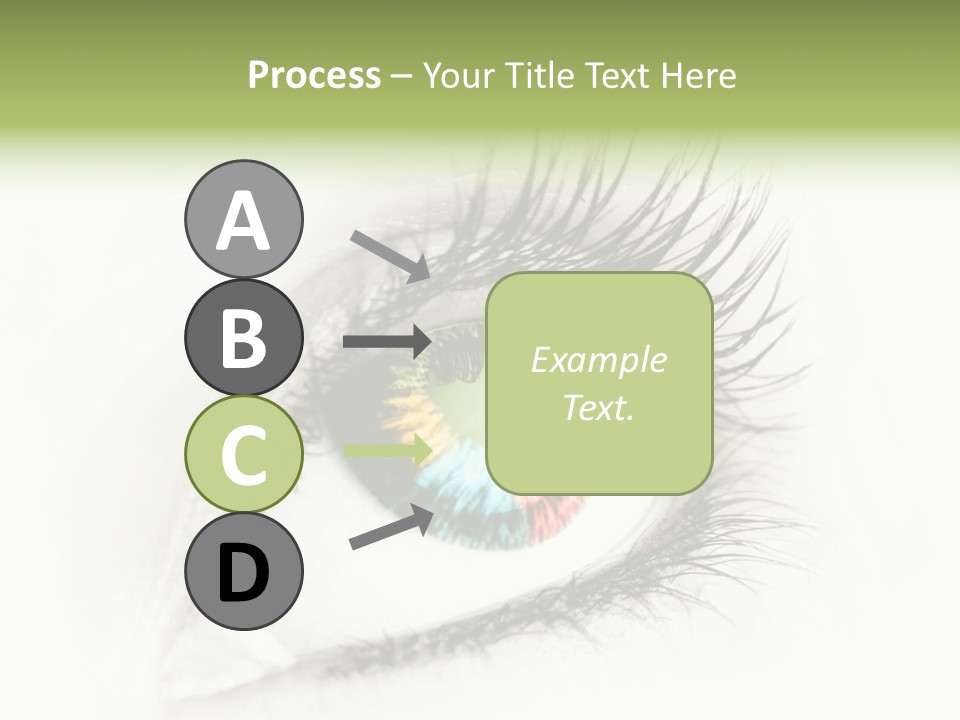 A Close Up Of A Person's Eye With A Rainbow Colored Iris PowerPoint Template