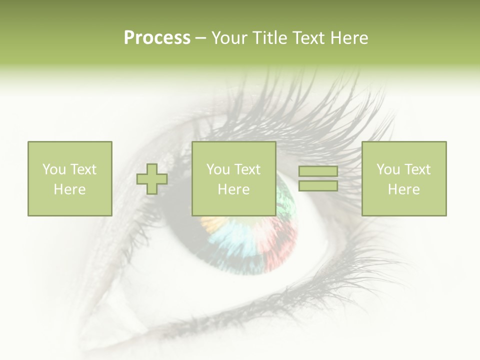 A Close Up Of A Person's Eye With A Rainbow Colored Iris PowerPoint Template