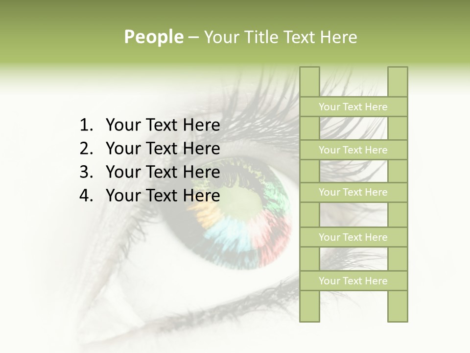 A Close Up Of A Person's Eye With A Rainbow Colored Iris PowerPoint Template