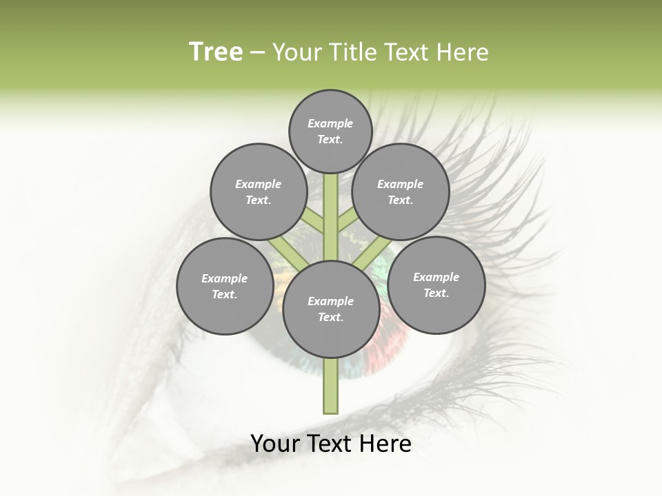 A Close Up Of A Person's Eye With A Rainbow Colored Iris PowerPoint Template