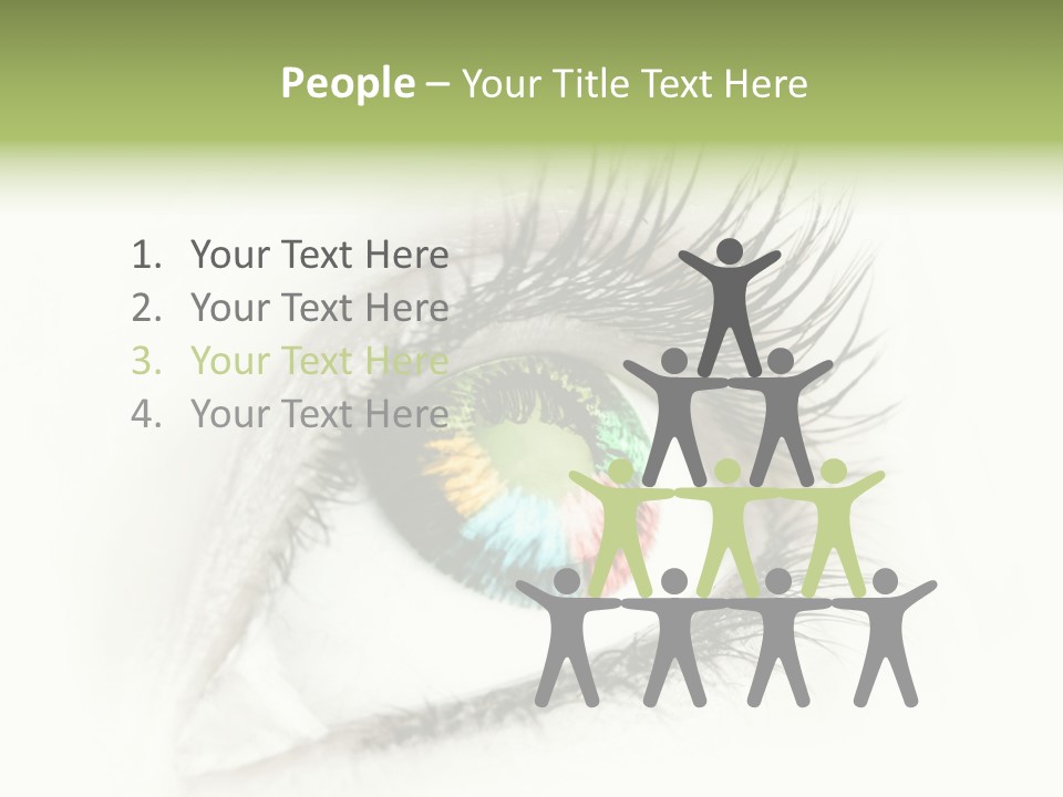 A Close Up Of A Person's Eye With A Rainbow Colored Iris PowerPoint Template