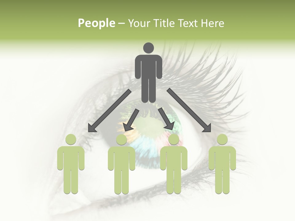 A Close Up Of A Person's Eye With A Rainbow Colored Iris PowerPoint Template
