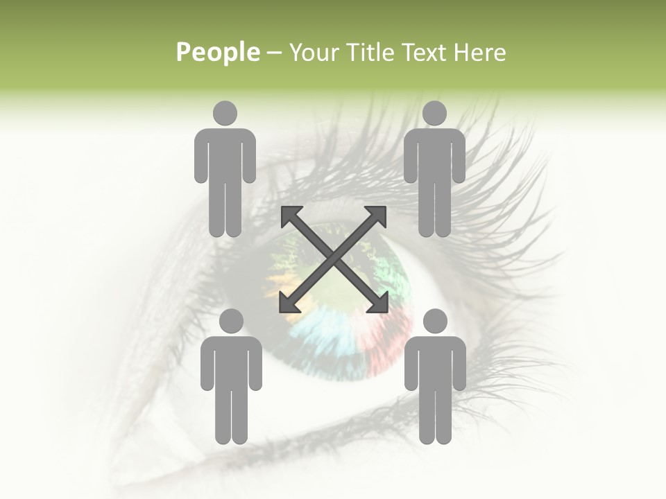 A Close Up Of A Person's Eye With A Rainbow Colored Iris PowerPoint Template