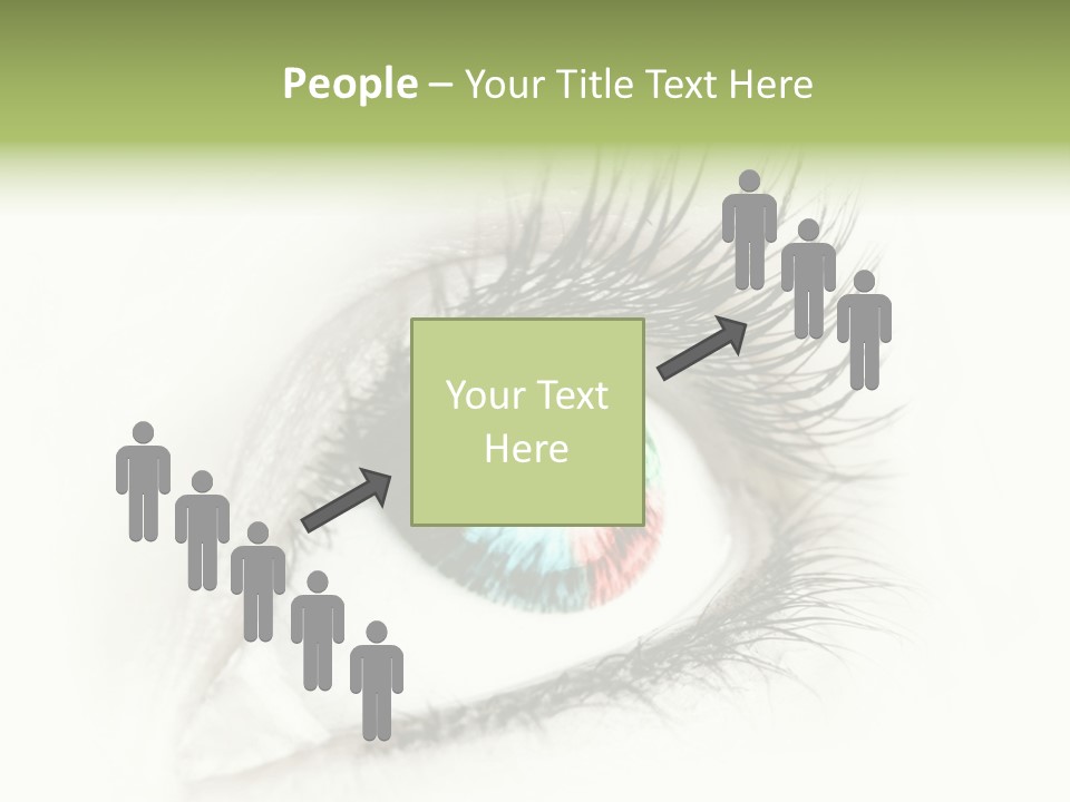 A Close Up Of A Person's Eye With A Rainbow Colored Iris PowerPoint Template