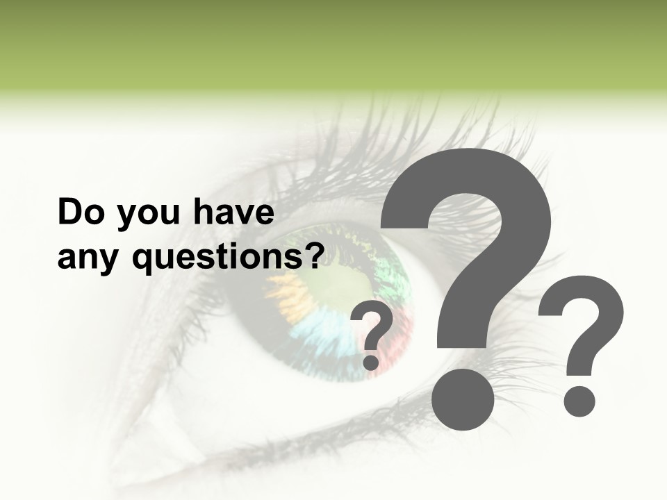 A Close Up Of A Person's Eye With A Rainbow Colored Iris PowerPoint Template