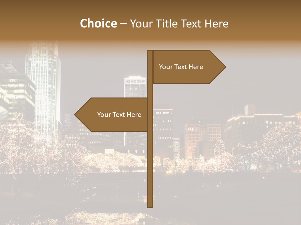 A Picture Of A City At Night With Christmas Lights PowerPoint Template