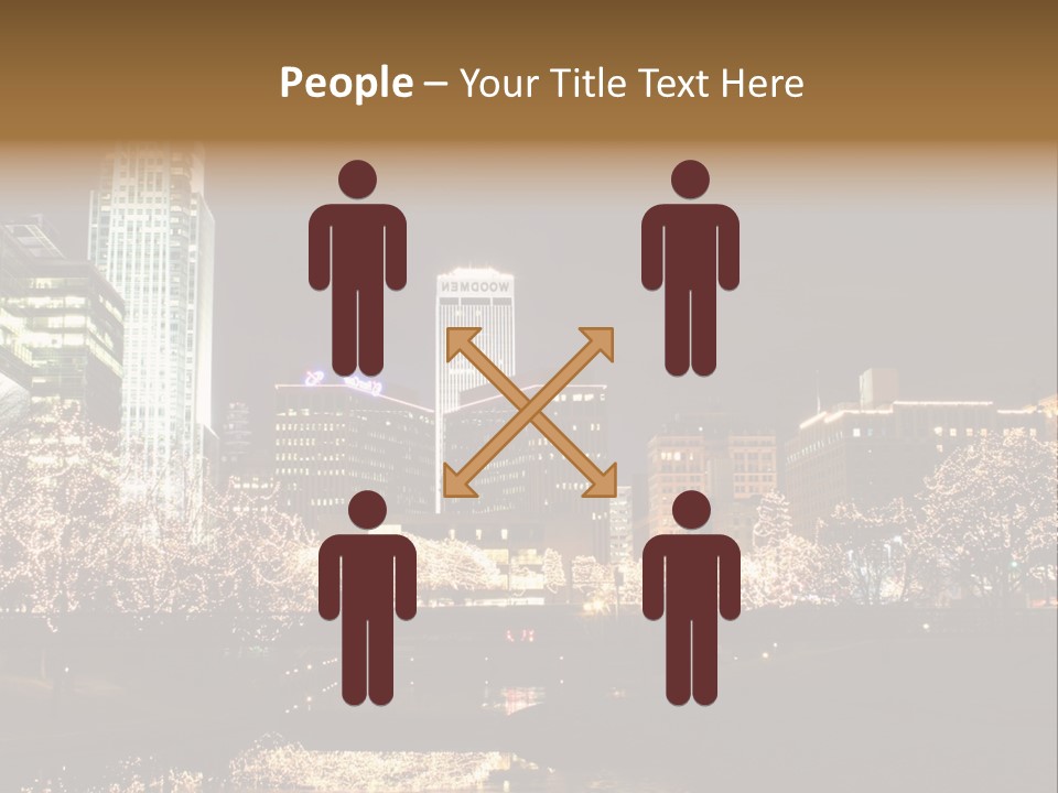 A Picture Of A City At Night With Christmas Lights PowerPoint Template