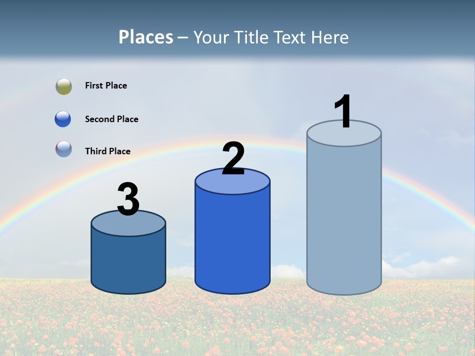 A Rainbow In The Sky Over A Field Of Flowers PowerPoint Template