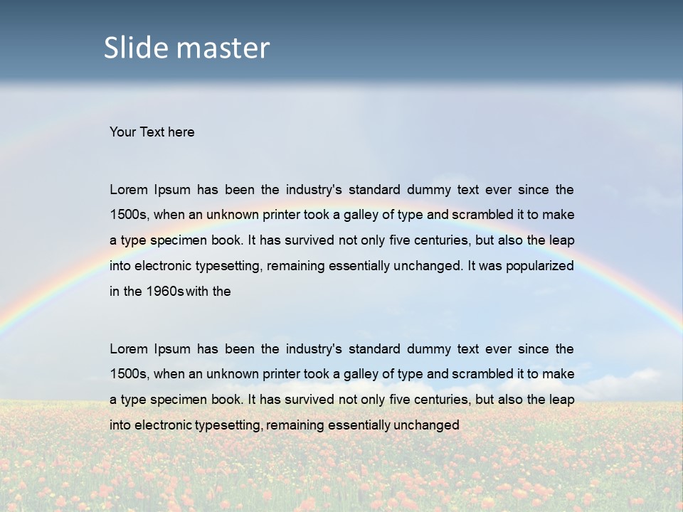 A Rainbow In The Sky Over A Field Of Flowers PowerPoint Template