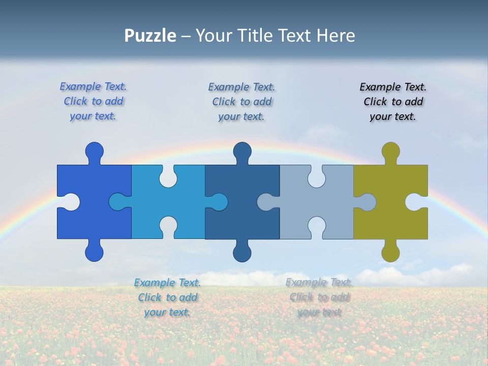 A Rainbow In The Sky Over A Field Of Flowers PowerPoint Template