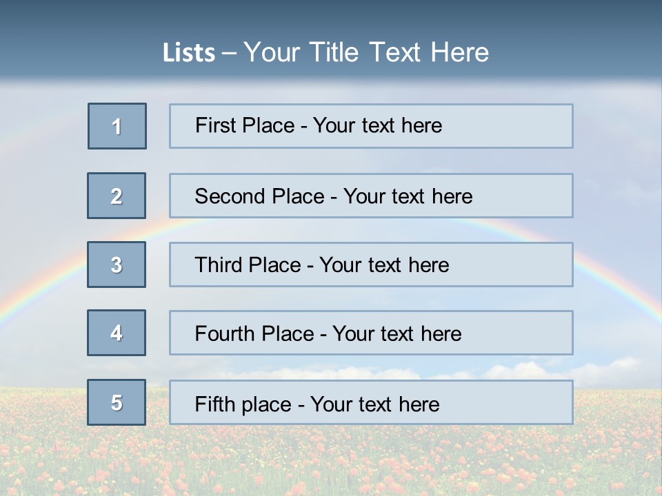 A Rainbow In The Sky Over A Field Of Flowers PowerPoint Template