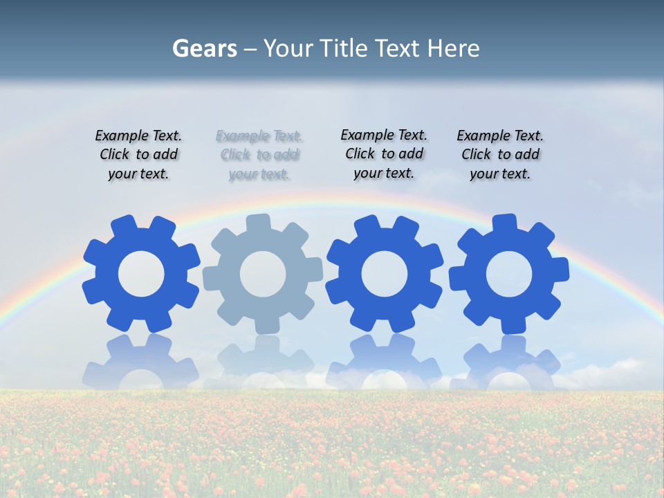 A Rainbow In The Sky Over A Field Of Flowers PowerPoint Template