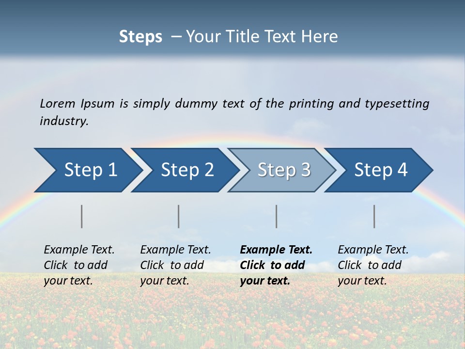 A Rainbow In The Sky Over A Field Of Flowers PowerPoint Template