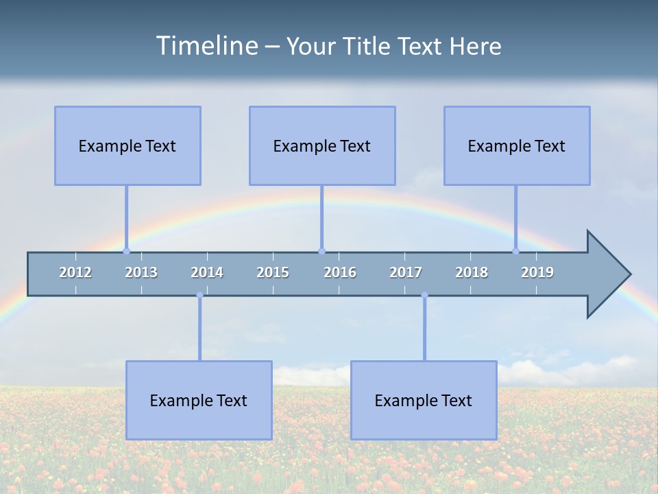 A Rainbow In The Sky Over A Field Of Flowers PowerPoint Template