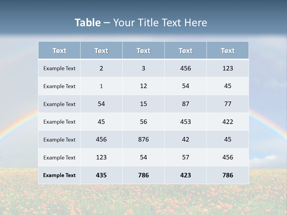 A Rainbow In The Sky Over A Field Of Flowers PowerPoint Template