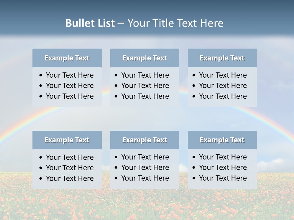A Rainbow In The Sky Over A Field Of Flowers PowerPoint Template