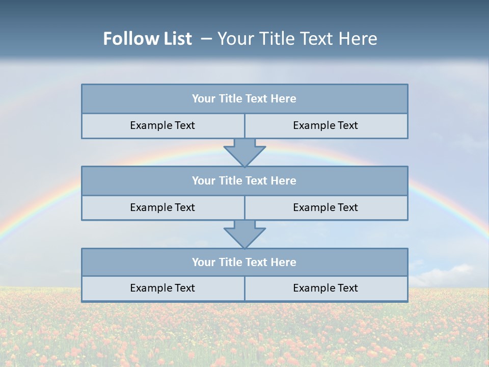 A Rainbow In The Sky Over A Field Of Flowers PowerPoint Template