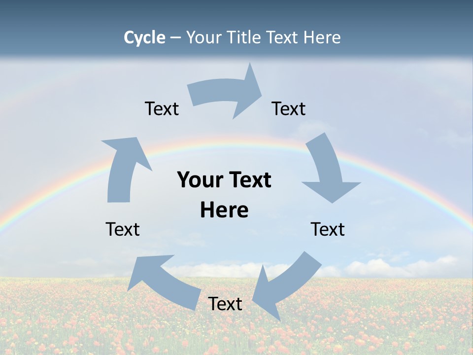 A Rainbow In The Sky Over A Field Of Flowers PowerPoint Template