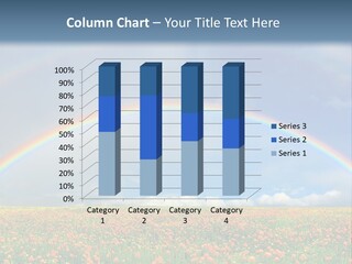 A Rainbow In The Sky Over A Field Of Flowers PowerPoint Template