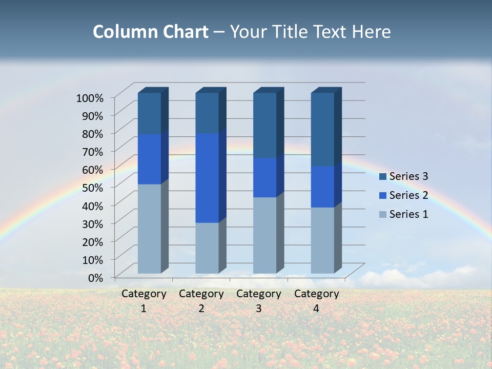 A Rainbow In The Sky Over A Field Of Flowers PowerPoint Template