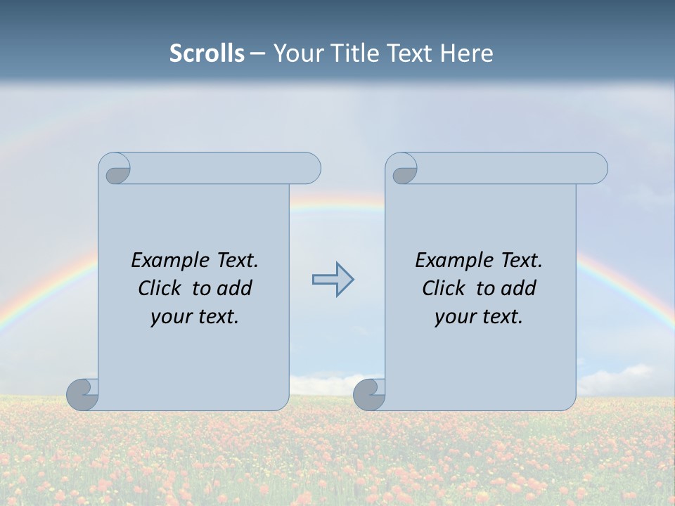 A Rainbow In The Sky Over A Field Of Flowers PowerPoint Template