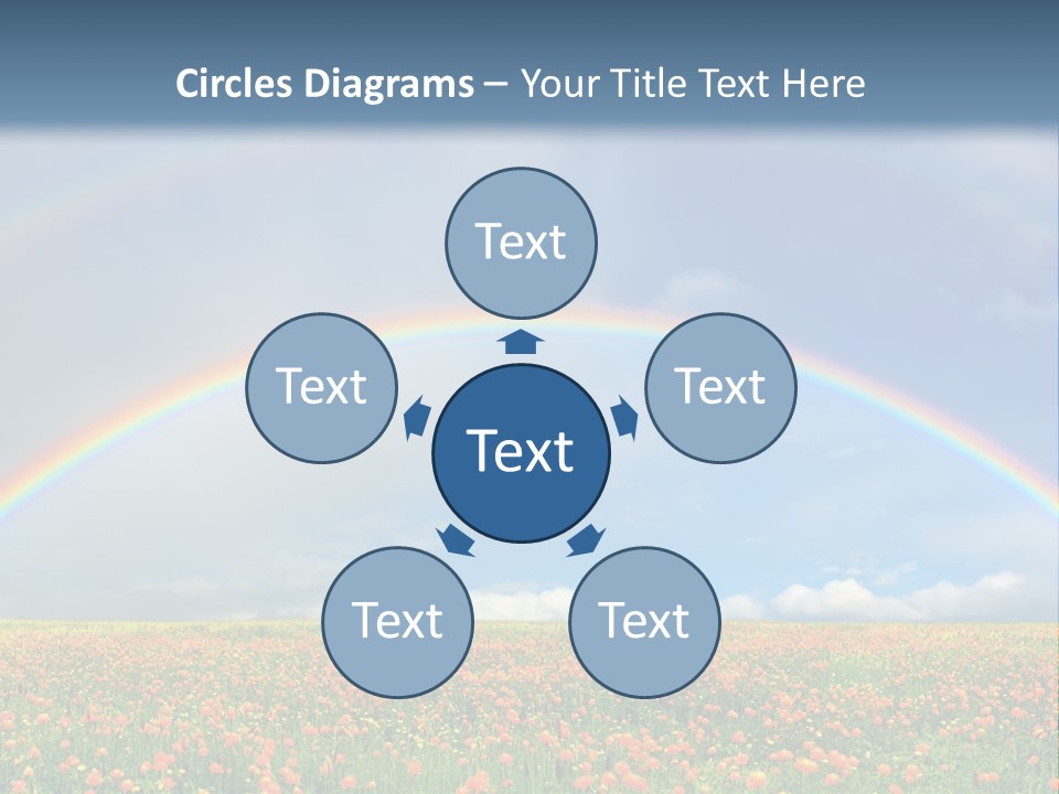 A Rainbow In The Sky Over A Field Of Flowers PowerPoint Template