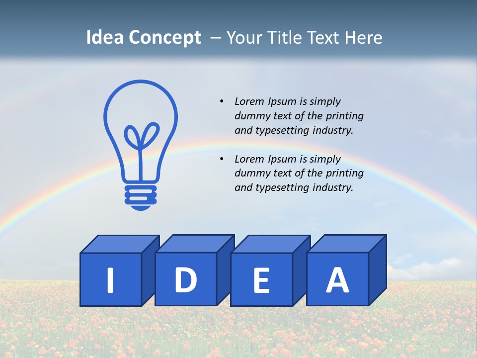 A Rainbow In The Sky Over A Field Of Flowers PowerPoint Template
