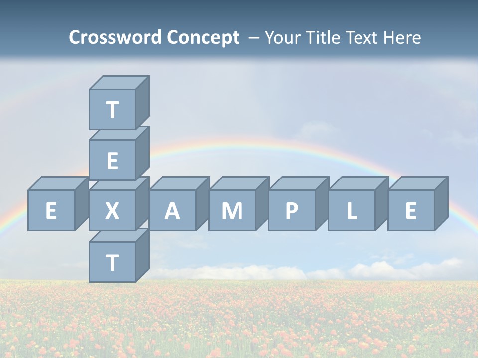 A Rainbow In The Sky Over A Field Of Flowers PowerPoint Template