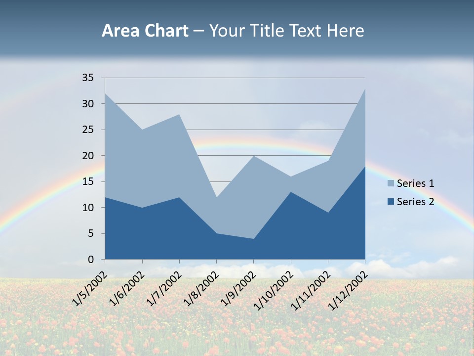 A Rainbow In The Sky Over A Field Of Flowers PowerPoint Template