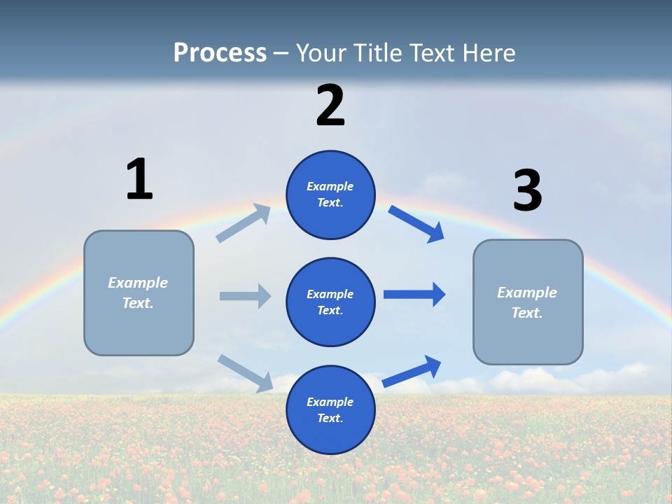 A Rainbow In The Sky Over A Field Of Flowers PowerPoint Template