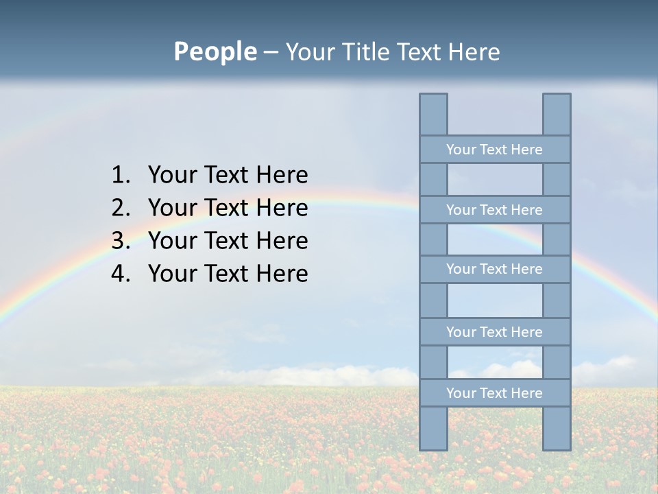 A Rainbow In The Sky Over A Field Of Flowers PowerPoint Template
