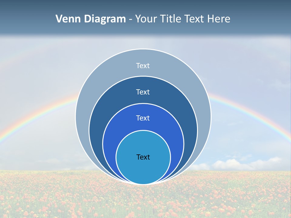 A Rainbow In The Sky Over A Field Of Flowers PowerPoint Template
