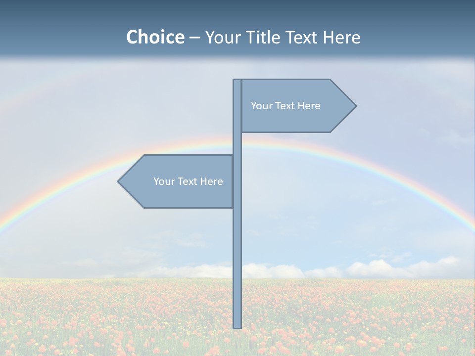 A Rainbow In The Sky Over A Field Of Flowers PowerPoint Template