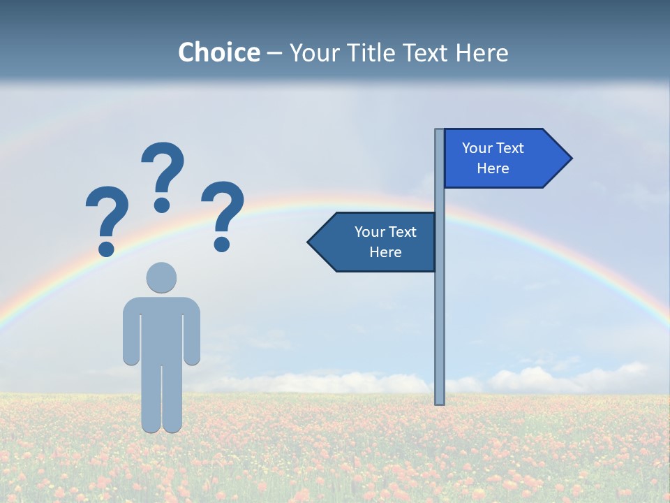 A Rainbow In The Sky Over A Field Of Flowers PowerPoint Template