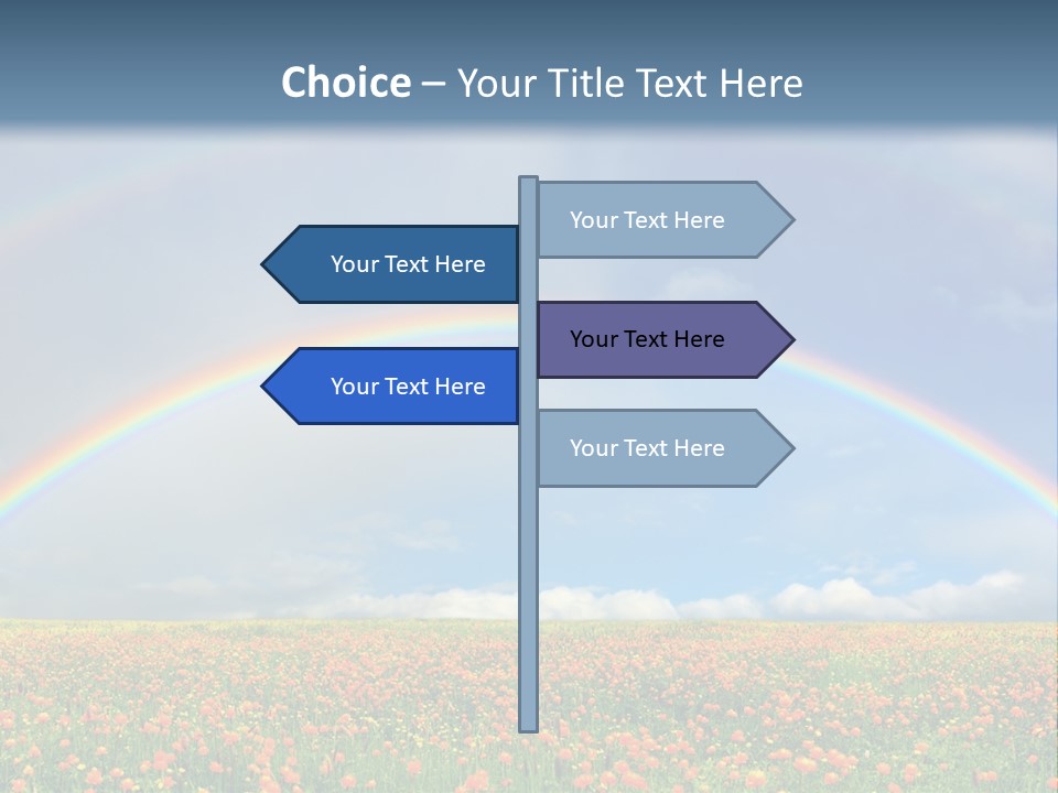 A Rainbow In The Sky Over A Field Of Flowers PowerPoint Template