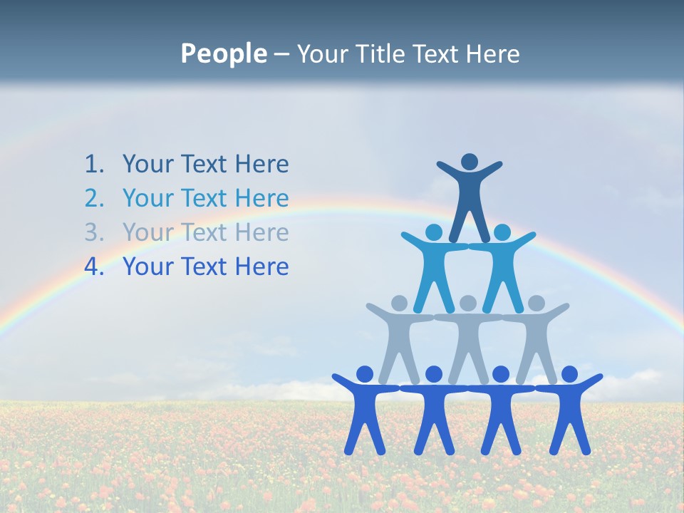 A Rainbow In The Sky Over A Field Of Flowers PowerPoint Template