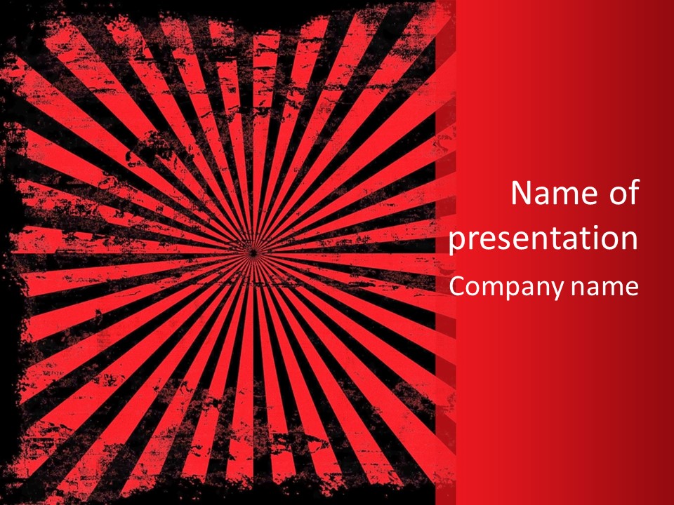 A Red And Black Background With A Black And White Sunburst PowerPoint Template