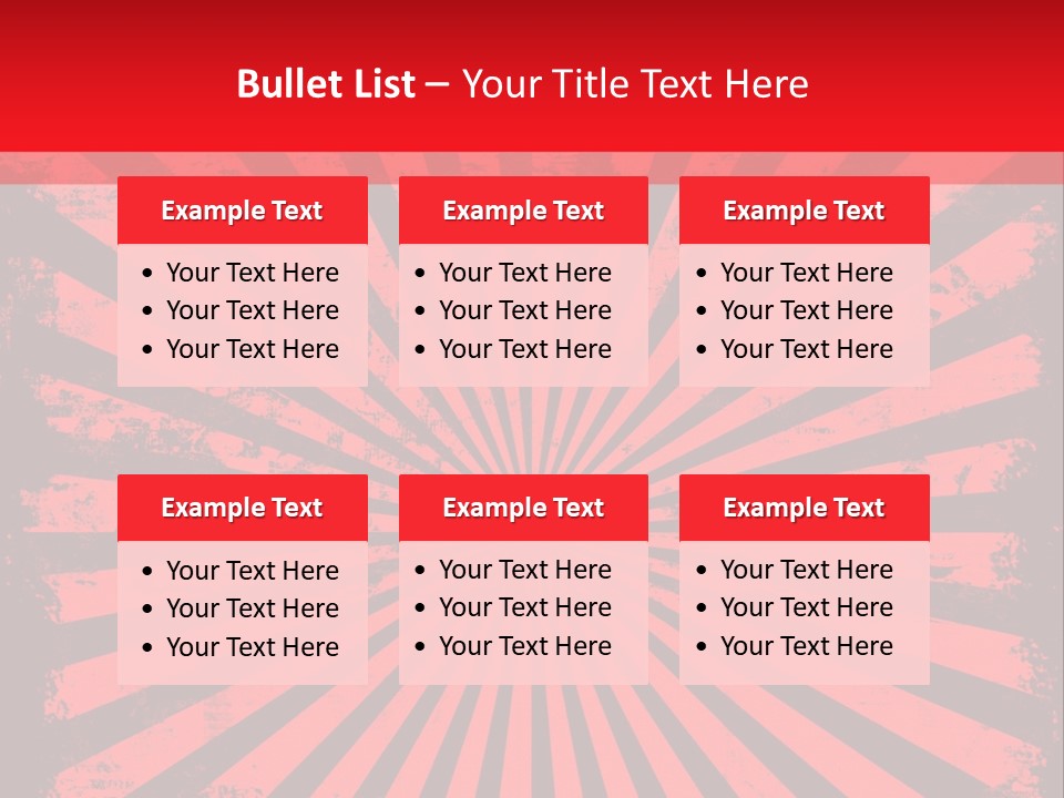 A Red And Black Background With A Black And White Sunburst PowerPoint Template