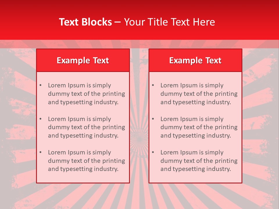 A Red And Black Background With A Black And White Sunburst PowerPoint Template