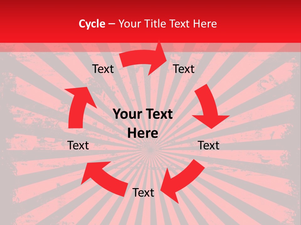 A Red And Black Background With A Black And White Sunburst PowerPoint Template