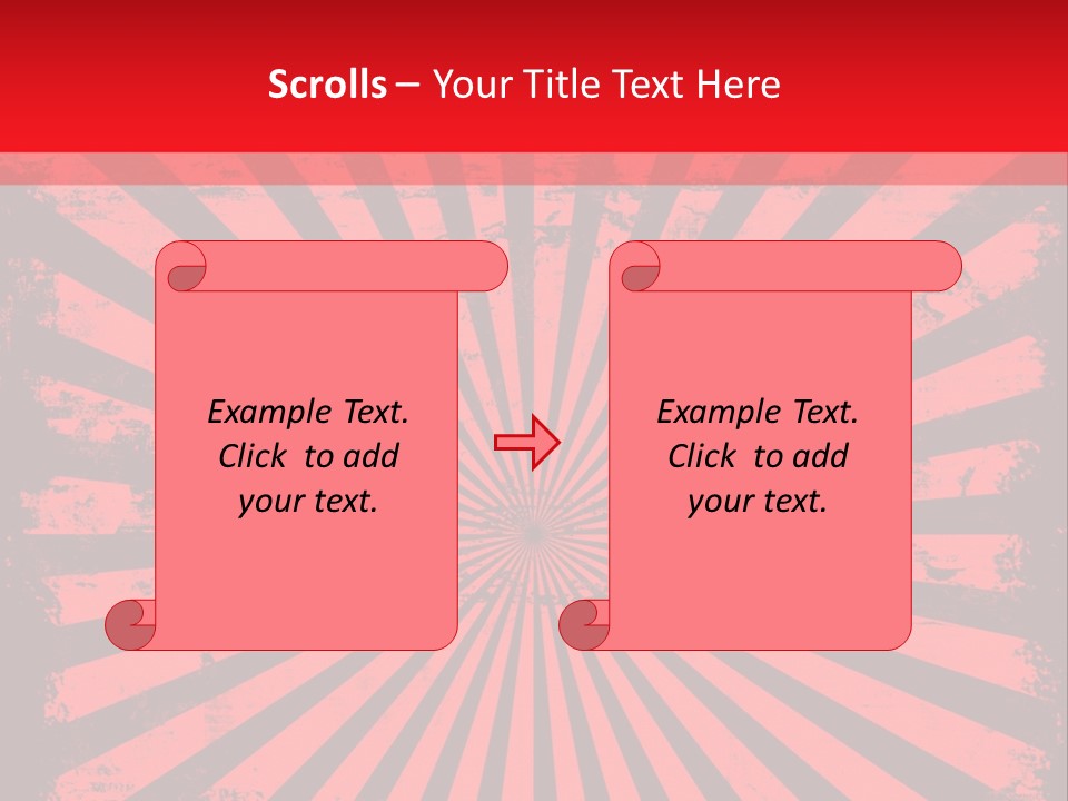 A Red And Black Background With A Black And White Sunburst PowerPoint Template