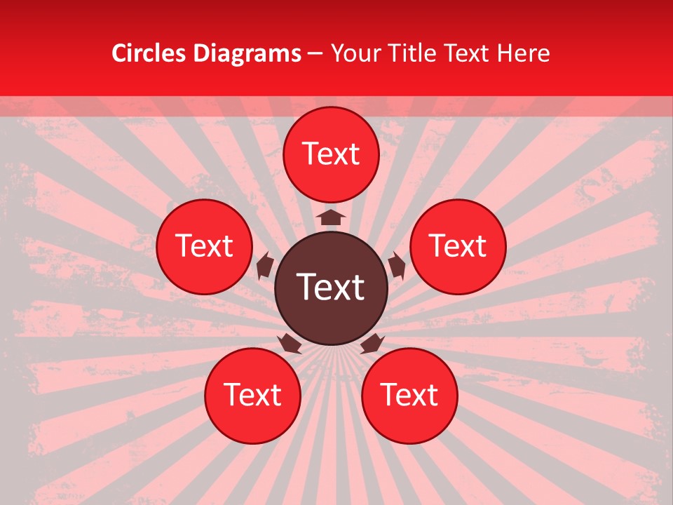 A Red And Black Background With A Black And White Sunburst PowerPoint Template