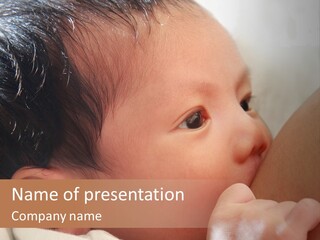 A Baby Is Holding His Hand Up To His Mouth PowerPoint Template