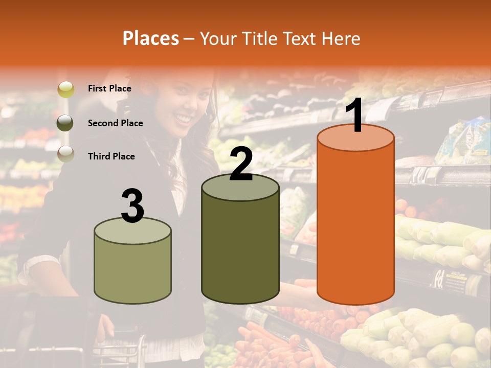 A Woman Standing In Front Of A Display Of Vegetables PowerPoint Template