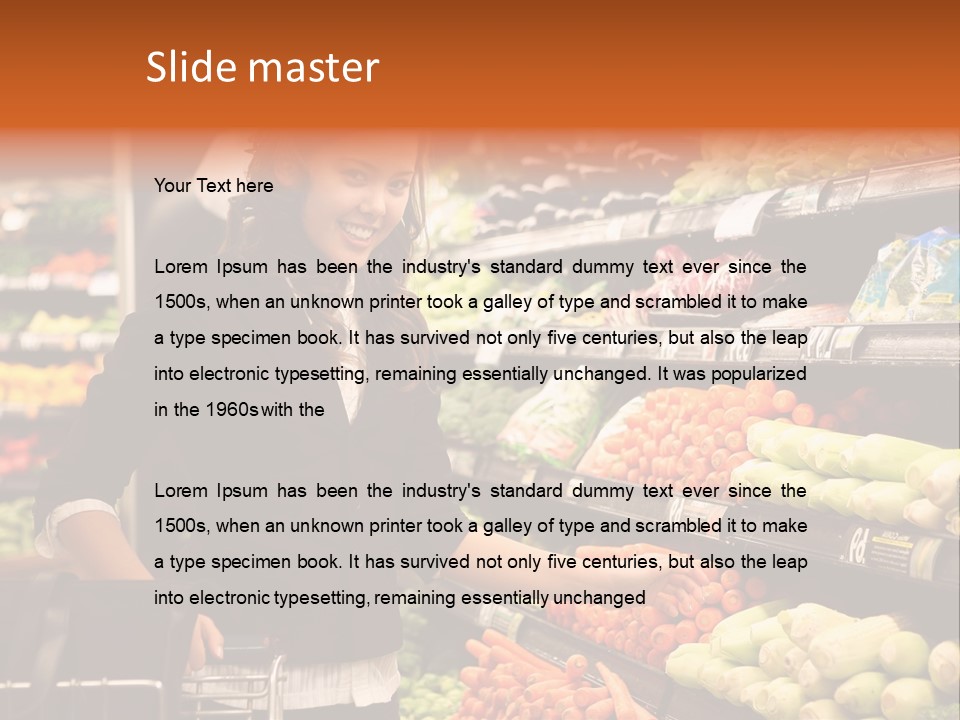 A Woman Standing In Front Of A Display Of Vegetables PowerPoint Template