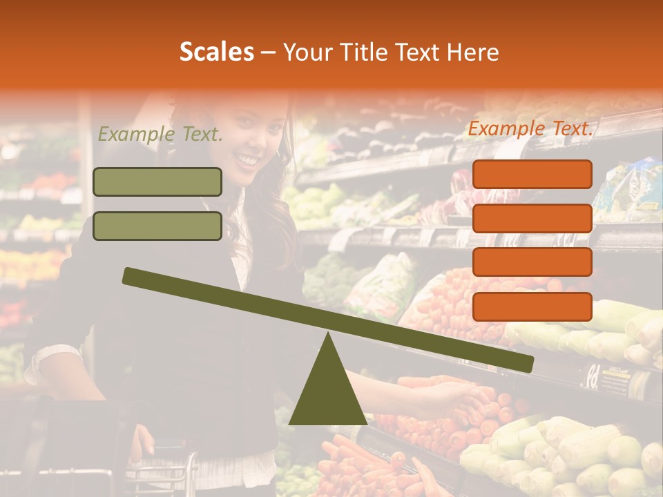 A Woman Standing In Front Of A Display Of Vegetables PowerPoint Template