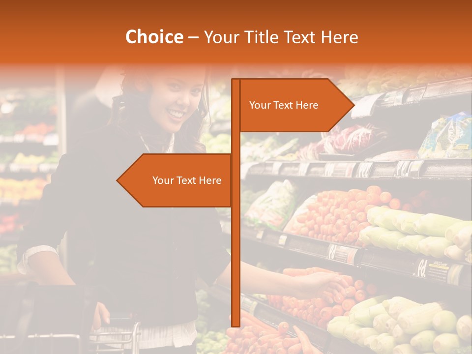 A Woman Standing In Front Of A Display Of Vegetables PowerPoint Template