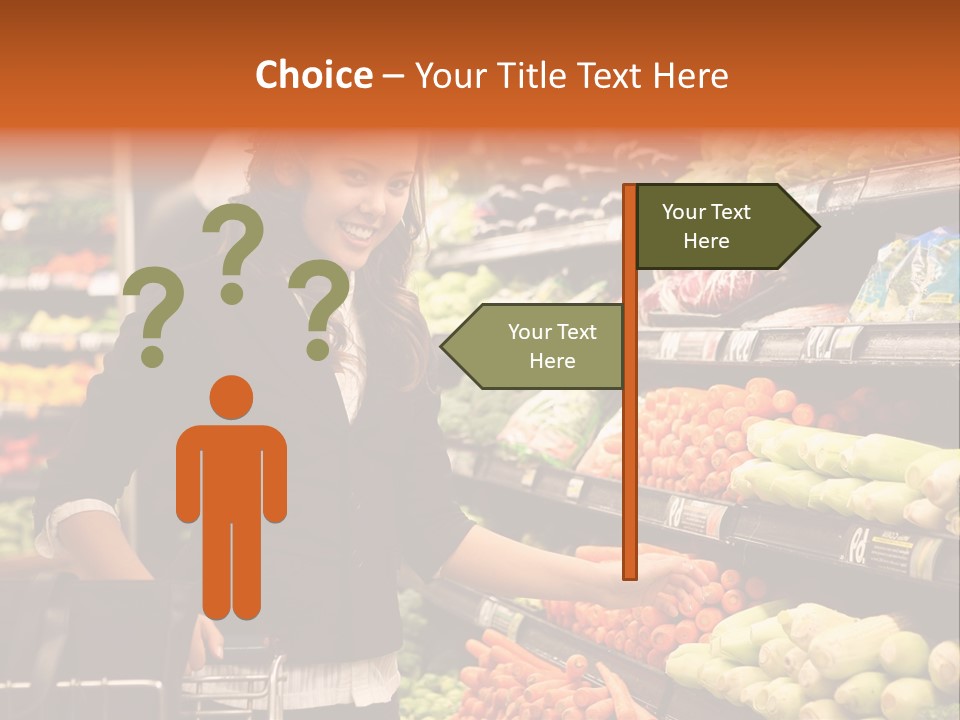 A Woman Standing In Front Of A Display Of Vegetables PowerPoint Template